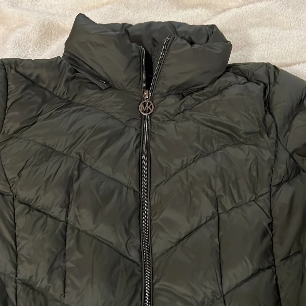 Michael Kors Dark Green Packable Down Fill Puffer Long Jacket - Picture 4 of 6
